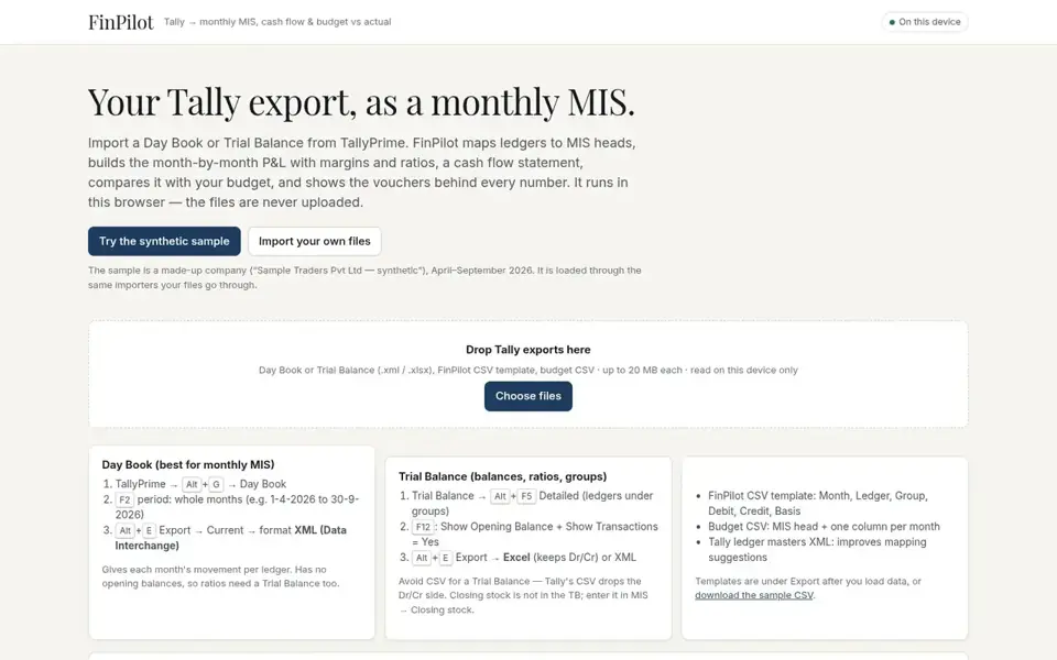 FinPilot — screenshot of finpilot.prabhattiwari.in